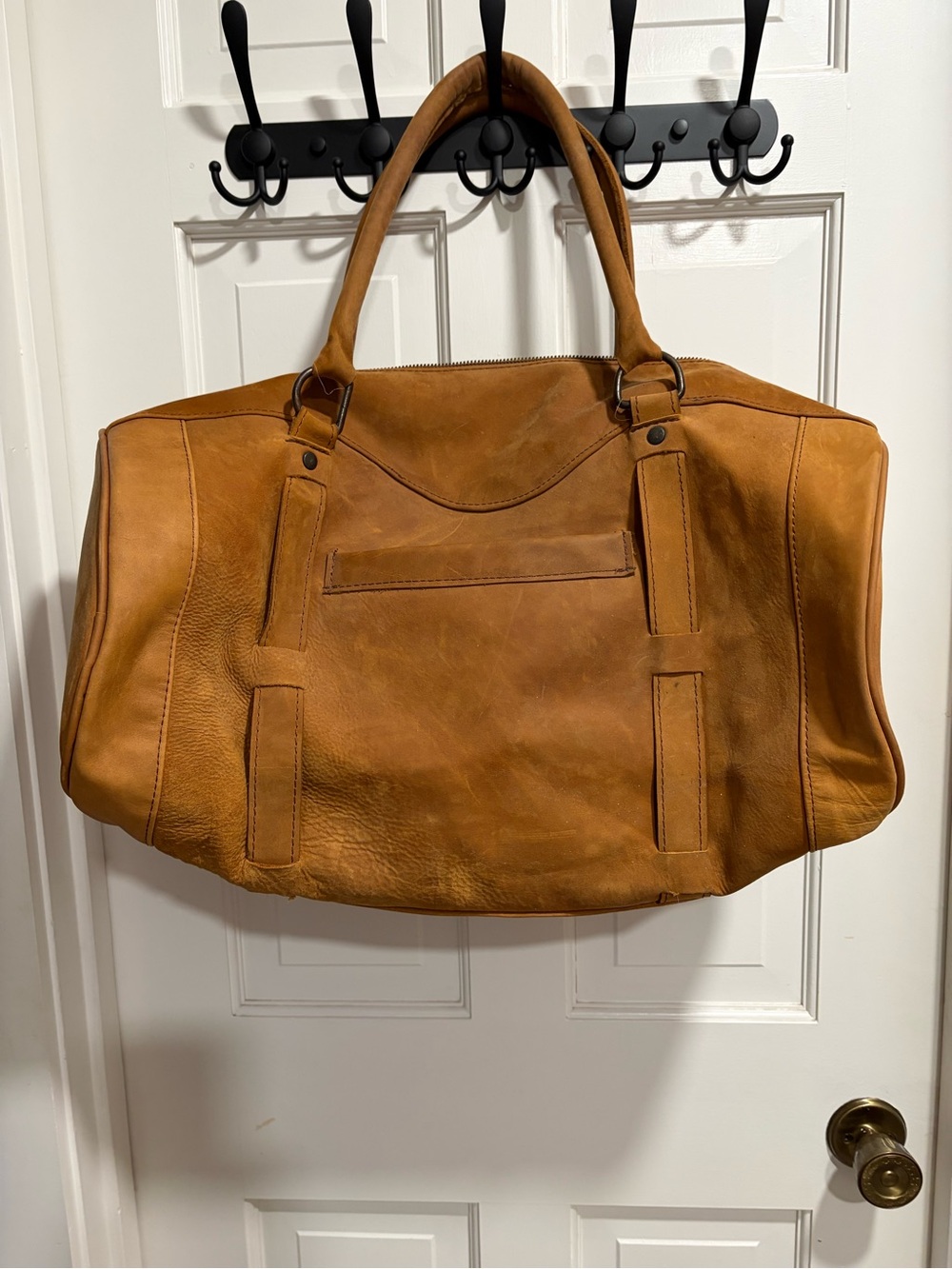 Leather Travel Duffel Bag - Tan